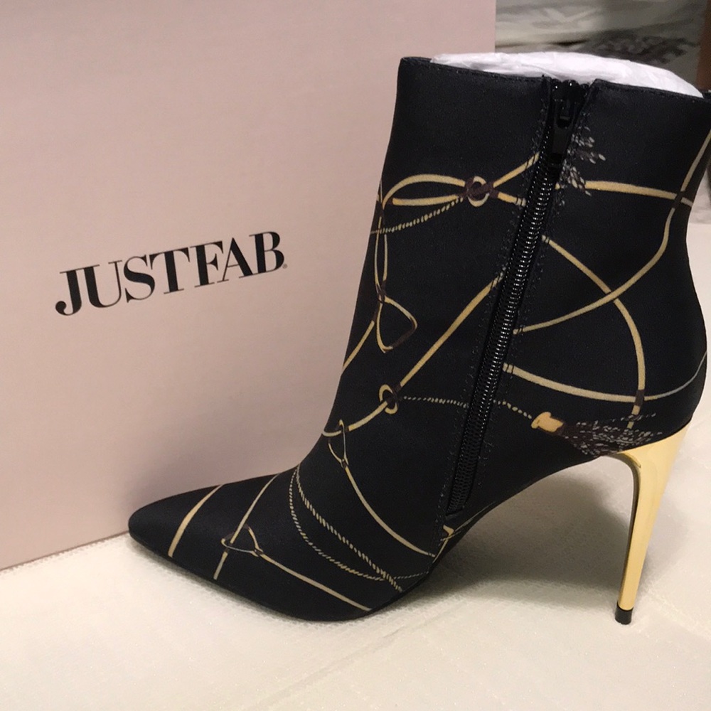 JustFab Black & Gold Booties - NIB
